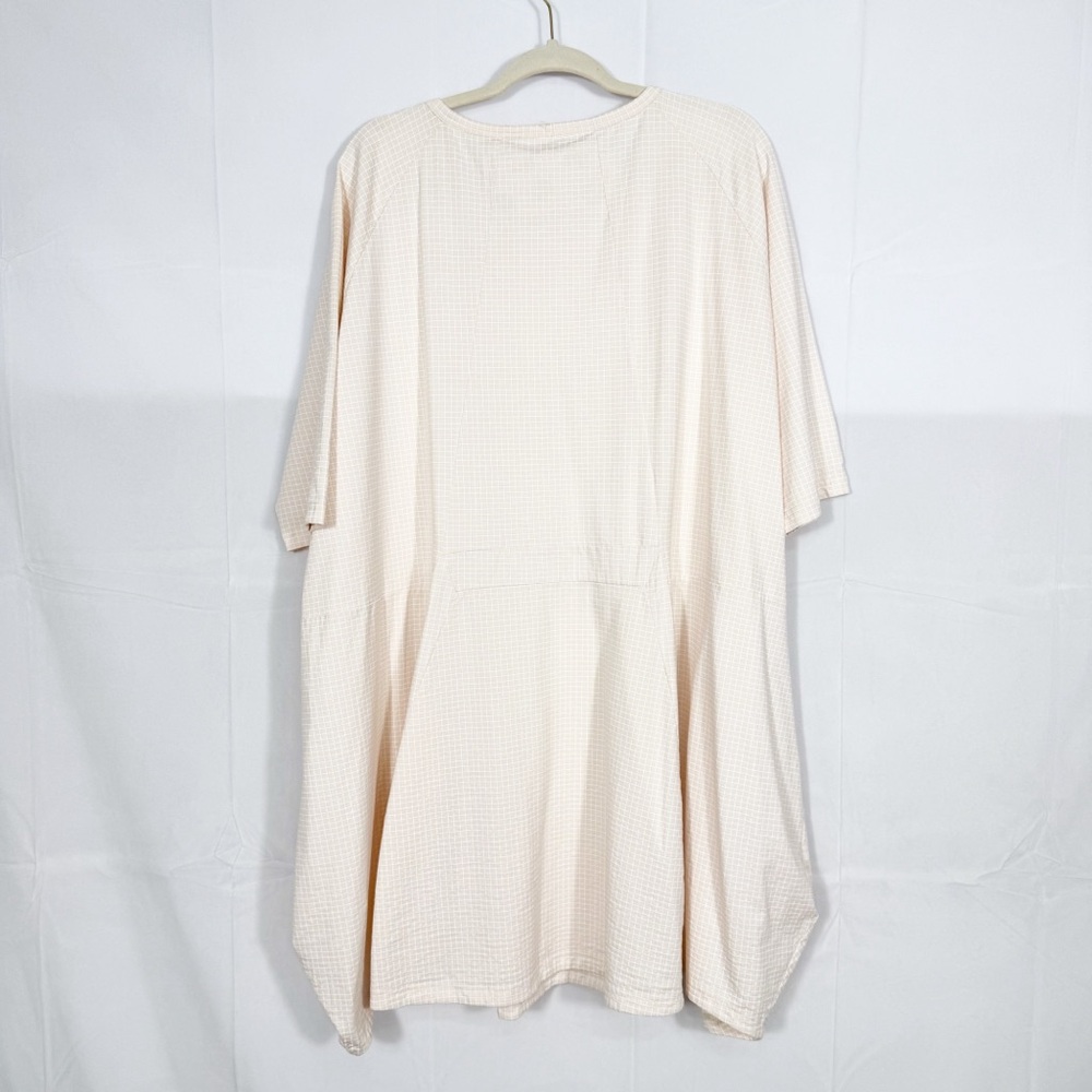 Rundholz Black Label Tunic Dress Flared Hemline Rose Print Check Beige White - Picture 4 of 12
